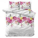 Patalynės komplektas, flanelė, balta su gėlėmis, "Love Garden"