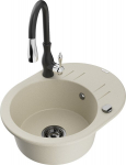Mexen Kevin vienos kameros granitinis plautuvas su nusausintuvu ir virtuviniu mai&scaron;ytuvu Savita, beige - 6517-69-672601-70, 586x458x190 mm