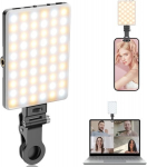 Telefono asmenukių lemputė, 60 LED, įkraunama, su segtuku, juoda