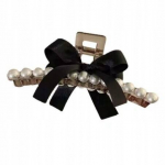 Ecarla Xl plaukų segtukas su juoda kaspinėle ir perlais Sp230