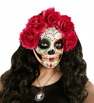 DIA DE LOS MUERTOS MASK DECORATEDWITH RED ROSES