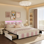 Lova 160x200 cm, galvūgalis su LED ir USB jungtimis, 4 stalčiais, aksominis apmu&scaron;alas