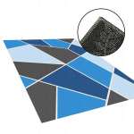 Mėlynas 160x220cm kilimas su geometriniu ra&scaron;tu, neslystantis