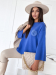Moteri&scaron;kas mėlynas oversize megztinis Justi MY2007-58492-Universalus