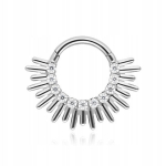 Titano Clicker Auskaras su Cirkoniais Sidabrinis 1.2/8 mm