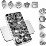 30 vnt. mini sausainių formelių rinkinys i&scaron; nerūdijančio plieno, įvairios geometrinės formos