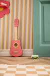 Kids Concept medinė gėlėta rožinė gitara vaikams