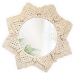 Veidrodis Boho Sun, Beige/Bamboo, 55 cm