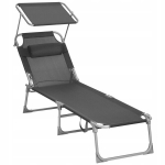 Sodo gultas pilkas sulankstomas, 150 kg, 53x193x29.5 cm