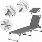 Sulankstomas paplūdimio gultas Songmics 193x55x31 cm, pilkas, iki 150 kg