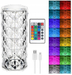 Kristalinė Led stalinė lemputė su Rgb spalvomis ir nuotolinio valdymo pulteliu