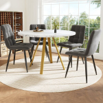 Valgomojo stalo komplektas 5 vnt, apvalus stalas 80x80x75 cm, 4 kėdės, pilka