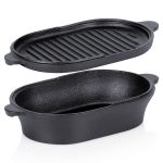 Ketaus keptuvės su dangčiu 2in1 CAST LINE 28x16 cm 12 l juodos spalvos Orion
