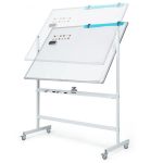 Dviejų pusių mobilus languotas baltas lentos 120x90 cm balta, Dviejų pusių mobilus languotas baltas lentos 120x90 cm balta