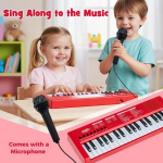37 klavi&scaron;ų vaikų pianinas su mikrofonu, raudonas, 37 klavi&scaron;ų vaikų pianinas su mikrofonu, raudonas