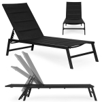 Garden beach lounger with adjustable backrest, steel frame, black, MultiGarden