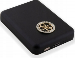 Atsarginis maitinimo &scaron;altinis ("Power Bank") &bdquo;Guess&ldquo; i&scaron;orinė baterija 5000mAh 15W, &bdquo;MagSafe&ldquo; ir įprastas įkrovimas su įbrėžimais 4G logotipu, juoda
