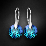 Sidabriniai auskarai moterims DiamondSky &bdquo;Marianne (Bermuda Blue)&ldquo; su Swarovski kristalais