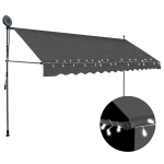 Rankiniu būdu i&scaron;traukiama markizė su LED vidaXL, antracito, 350cm