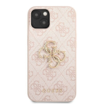 GUHCP13M4GMGPI Guess PU 4G Metal Logo Case, skirtas iPhone 13, rožinis