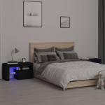 Naktinės spintelės su led, 2 vnt., juoda, 70 x 36,5 x 40 cm