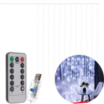 &Scaron;viesos užuolaidos 300 LED USB - &scaron;alta balta