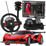RC sportinis automobilis su vairu, pedalais ir &scaron;viesoforu