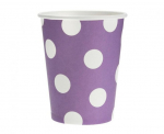 Popieriniai puodeliai violetiniai su baltais ta&scaron;keliais, 6vnt., 270ml