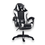 Žaidimų kėdė su atrama kojoms eCarla EC Gaming, juoda/balta