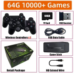 Vaizdo žaidimų konsolė Retro žaidimų konsolė 4K HD vaizdo žaidimų konsolė 10000+ žaidimų 2.4G dvigubas belaidis valdiklis, skirtas PSP