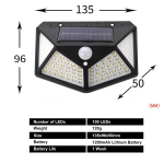 (100LED BLACK)100LED saulės &scaron;viestuvai lauko vandeniui atsparūs saulės sieniniai &scaron;viestuvai, skirti sodo energiją taupantiems LED žibintams žmogaus kūno indukciniai kelio žibintai