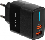 Įkroviklis Usb-c Qc+pd 20w su dviem jungtimis