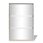 Batų dėžė，Batų spintelė，Spintelė batams, 3 lygių su veidrodžiais, balta, 63x17x102,5 cm CFE248478