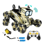 Interaktyvus &scaron;uo robotas, valdomas nuotolinio valdymo pultu ir rankų gestais, auksinė spalva