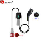 4 m 22kW 2 tipo elektromobilių įkrovimo kabelis 32A 3 fazių elektromobilių PHEV įkroviklis Mobilus Wallbox LCD ekranas
