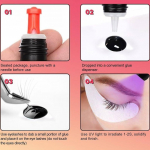 Klijai blakstienų priauginimui su Led lempa SM Lashes Black, 5g