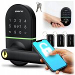 Elektroninė durų spyna su PIN kodu, rankena, rakteliais ir mobiliąja programėle