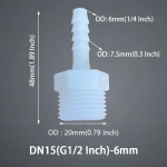 Žarnos jungtis su i&scaron;oriniu sriegiu, plastikinis, G1/2&ndash;6 mm (1/4 colio)