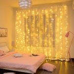 USB LED girliandų užuolaidos, &Scaron;iltai balta