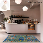 Mėlynas tinklinis gėlių kilimas, 79 * 118 colių / 200 * 300 cm