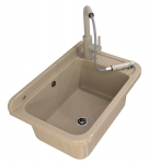 Kriauklė ūkinė Granitan Negra smėlio spalvos virtuvės mai&scaron;ytuvas rinkinys