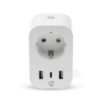 Wi-Fi Prijungta Ki&scaron;tukinė Su USB-A / USB-C Prievadais Galios Matavimo Prietaisas 3680W E Tipas Prancūzija Nedis Balta