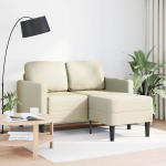 2-vietė sofa su krėslu l formos kreminė 125 cm dirbtinė oda