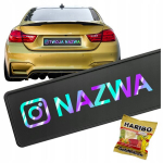 Aliumininė numerio ženklo imitacija Instagram holograminė kolekcinė juoda
