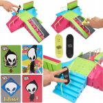 Fingerboard neoninė mega rampa skate park 2 riedlentės + tech deck kortelės