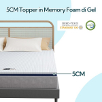Bedstory dvigulis antčiužinis 160 x 190 cm, 5 cm auk&scaron;čio, gelinis memory foam čiužinio antčiužinis su 4 elastinėmis kampinėmis juostomis, nuimamas ir skalbiamas