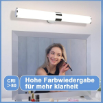 Homefire led veidrodinis &scaron;viestuvas vonios veidrodžiui - 15 w vonios kambario sieninis &scaron;viestuvas 60 cm chromuotas sieninis &scaron;viestuvas atsparus vandeniui ip44 sieninis &scaron;viestuvas neutrali balta 4000 k &scaron;viestuvas drėgnoms patalpoms modernus vonios kam ...