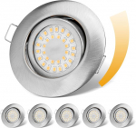 Led įleidžiamas prožektorius, 230 V, plok&scaron;čias, reguliuojami led prožektoriai, 6 W, Ip44, įleidžiami &scaron;viestuvai vonios kambariui, lubiniai prožektoriai, &scaron;ilta balta, 3000 K, pasukami įleidžiami prožektoriai vonios kambariui, virtuvei, svetainei