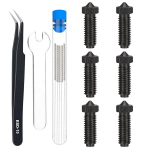 Hikudiy 6 vnt. grūdinto plieno volcano antgalių rinkinys, skirtas Anycubic Kobra 2 serijai, 3d spausdintuvo dalys 0,4 mm ekstruderio hotend antgalis, skirtas Anycubic Kobra 2, Kobra 2 Neo, Kobra 2 Pro, Kobra 2 Plus, Kobra 2 Max