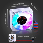 Geeekpi Raspberry Pi 4 ventiliatorius Dc 5 V be&scaron;epetėlis Rgb Cpu Pwm ventiliatorius su mėlynu ap&scaron;vietimu 40 x 40 x 10 mm, skirtas Raspberry Pi 4 Model B, 3b +, Raspberry Pi 3/2 Model B (spalvotas)